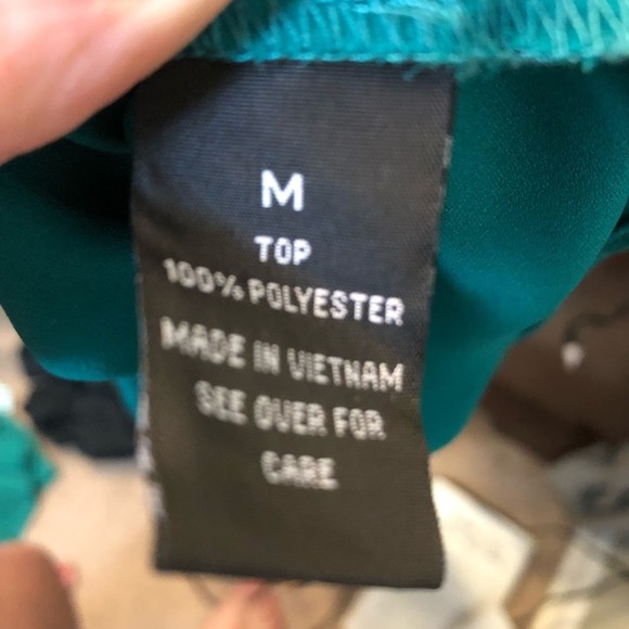 Iz Byer Green and Black V Neck Chiffon Tunic Medium - Picture 6 of 6